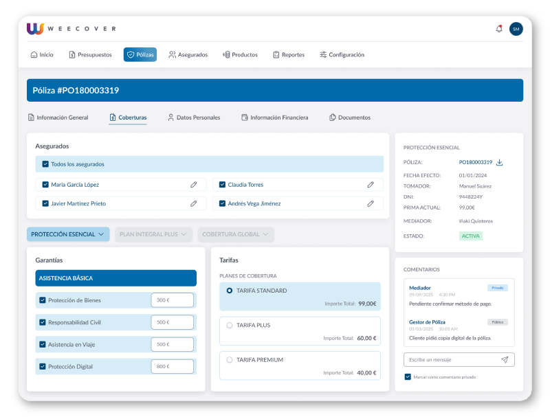 weecover plataforma insurance service